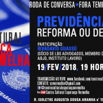 Debate sobre a reforma da previdência, dia 19/2 em Campinas