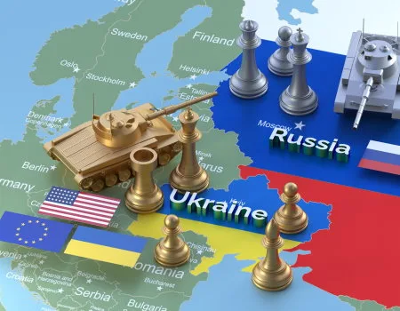 Batalha Xadrez Peão Entre Rússia Ucrânia Com Eua China Xadrez fotos,  imagens de © Diloka107 #552245294